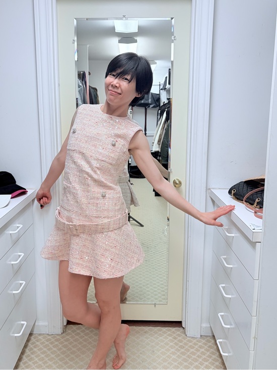 Self-Portrait Dresses & Skirts - NWOT Self-Portrait Pink Tweed Sleeveless Belted Mini Dress, Size US 6